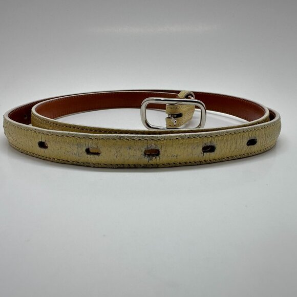 Malo Genuine Leather Belt Made In Italy .5" X 39" Hawthorne Yellow - Picture 4 of 5